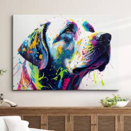 Labrador Dog Pet Abstract Modern Oil Painting Splatter Wall Art Framed Canvas Poster Print Home Kitchen Office Room Decor Gifts - thumbnail 1