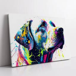 Labrador Dog Pet Abstract Modern Oil Painting Splatter Wall Art Framed Canvas Poster Print Home Kitchen Office Room Decor Gifts - thumbnail 2