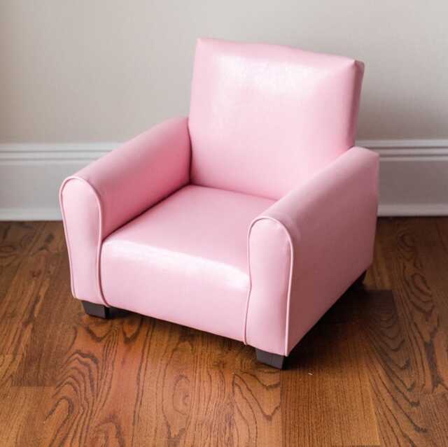 Child's Upholstered Rocking Chair/Chair - Pink Vinyl - image 1