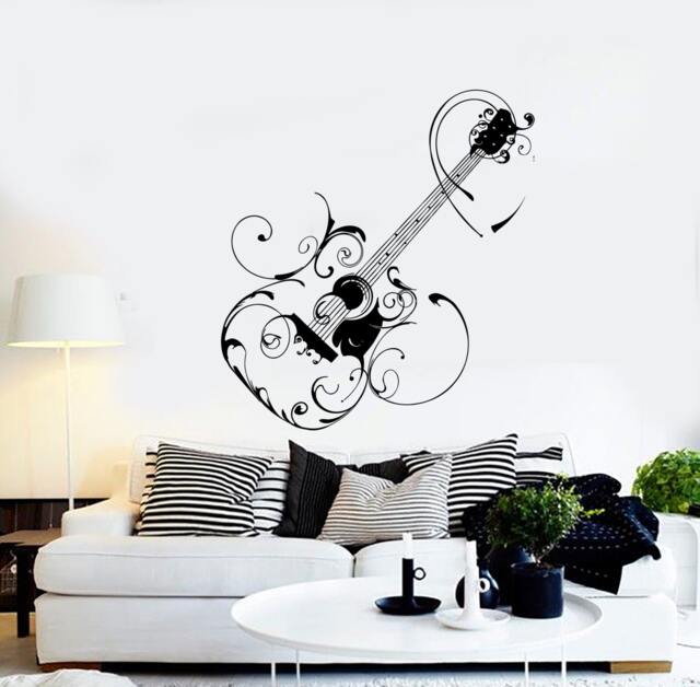 Wall Vinyl Music Guitar Flower Song Singing Guaranteed Quality Decal Mural Art 1526Dz - image 1