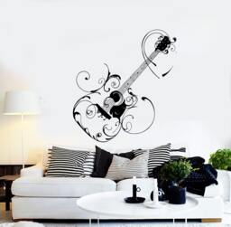 Wall Vinyl Music Guitar Flower Song Singing Guaranteed Quality Decal Mural Art 1526Dz - thumbnail 1