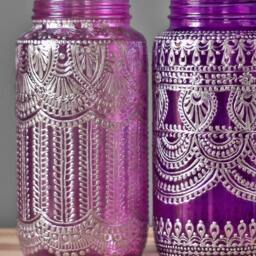 Hand Painted Moroccan Lantern Bohemian Decor Centerpiece - thumbnail 2