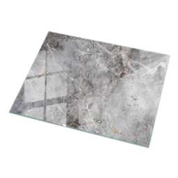 Natural Marble Pattern Glass Table Top, Gray Scandinavian-style Protective Top For Tables - thumbnail 2