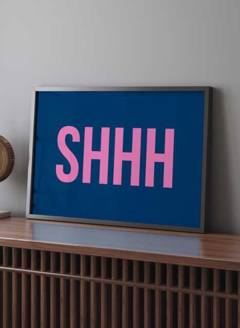 Shhh Framed Wall Art Print Library Office Study Room Decor Modern Minimalist Quiet Zone Sign Reading Nook Silent Space Home Gift - image 1