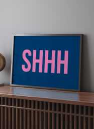 Shhh Framed Wall Art Print Library Office Study Room Decor Modern Minimalist Quiet Zone Sign Reading Nook Silent Space Home Gift - thumbnail 1