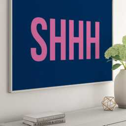 Shhh Framed Wall Art Print Library Office Study Room Decor Modern Minimalist Quiet Zone Sign Reading Nook Silent Space Home Gift - thumbnail 3