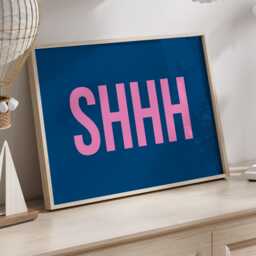 Shhh Framed Wall Art Print Library Office Study Room Decor Modern Minimalist Quiet Zone Sign Reading Nook Silent Space Home Gift - thumbnail 2