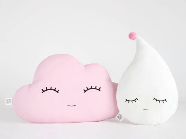 Pink & White Baby Girl Nursery Decor, Raindrop Cloud Cushion For Bb Crib Cot Kids Room Pom Pillow Newborn Shower Toddler Teen Gift - image 1