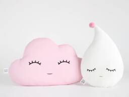 Pink & White Baby Girl Nursery Decor, Raindrop Cloud Cushion For Bb Crib Cot Kids Room Pom Pillow Newborn Shower Toddler Teen Gift - thumbnail 1