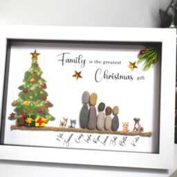 Personalised Family Pebble Art Christmas Picture Frame Gift - thumbnail 3