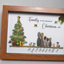 Personalised Family Pebble Art Christmas Picture Frame Gift - thumbnail 2