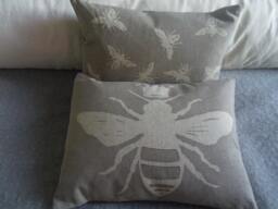 Hand Printed Queen Bee & Little Bees Cushion Pair Covers - thumbnail 1