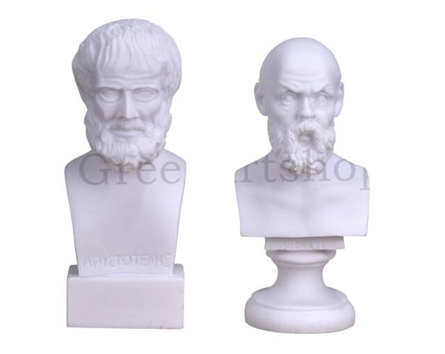 Socrates & Aristotle Greek Philosopher Bust Head Set Statue Sculpture - image 1