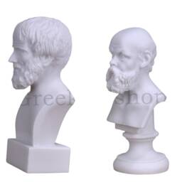 Socrates & Aristotle Greek Philosopher Bust Head Set Statue Sculpture - thumbnail 2
