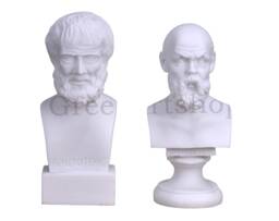 Socrates & Aristotle Greek Philosopher Bust Head Set Statue Sculpture - thumbnail 1