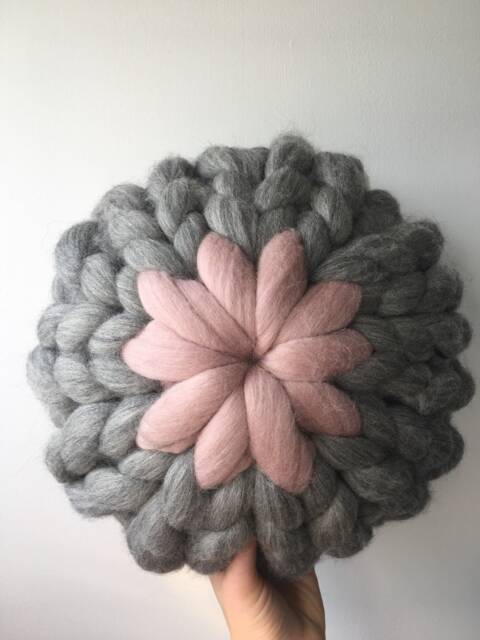 The Mini Dandelion Stripe Chunky Knitted Merino Round Cushion - image 1