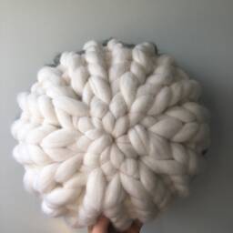 The Mini Dandelion Stripe Chunky Knitted Merino Round Cushion - thumbnail 3