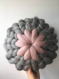 The Mini Dandelion Stripe Chunky Knitted Merino Round Cushion