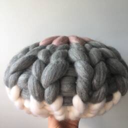 The Mini Dandelion Stripe Chunky Knitted Merino Round Cushion - thumbnail 2