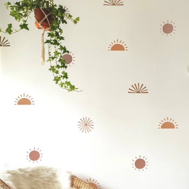 Dizzy Duck Sun Sunrise Boho Wall Stencil Set For Nursery D??cor - Kids Room Sunburst Stencils Reusable - image 1