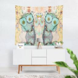 Nursery Kids Room Tapestry Large Abstract Art Wall Hanging Kids Tapestry Hang Teal Creature Tapestries Home Decor Gift - thumbnail 1
