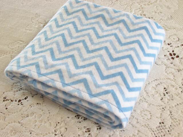 Rts Extra-Large Receiving Blanket - Blue Light & White Chevrons Baby Boy Gift Hannahs Homestead2 - image 1