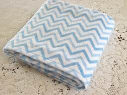 Rts Extra-Large Receiving Blanket - Blue Light & White Chevrons Baby Boy Gift Hannahs Homestead2 - thumbnail 1
