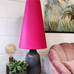 Cerise Pink Extra Tall Cone Lampshade in Velvet Conical Fat Lamp Shade - thumbnail 3