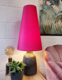 Cerise Pink Extra Tall Cone Lampshade in Velvet Conical Fat Lamp Shade