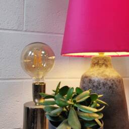Cerise Pink Extra Tall Cone Lampshade in Velvet Conical Fat Lamp Shade - thumbnail 2
