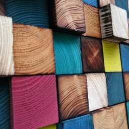 Colorful Reclaimed Wood Mosaic Wall Art - Handmade Sound Diffuser - thumbnail 3