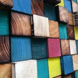Colorful Reclaimed Wood Mosaic Wall Art - Handmade Sound Diffuser - thumbnail 2
