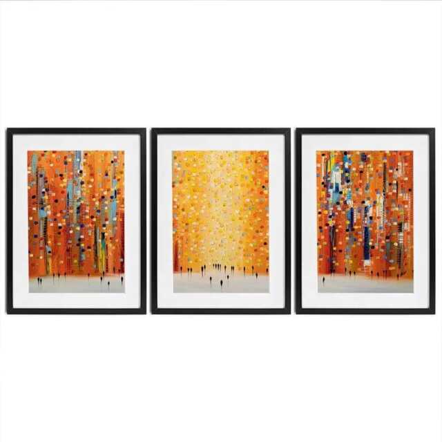 Orange Sunset Stroll Framed Art Print Trio - image 1