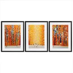 Orange Sunset Stroll Framed Art Print Trio