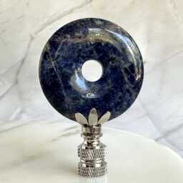 Deep Blue Sodalite Lamp Finials On Shiny Chrome Hardware - A Single Finial Or Matching Pair - thumbnail 4