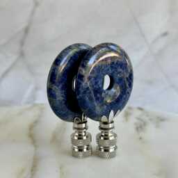 Deep Blue Sodalite Lamp Finials On Shiny Chrome Hardware - A Single Finial Or Matching Pair - thumbnail 2