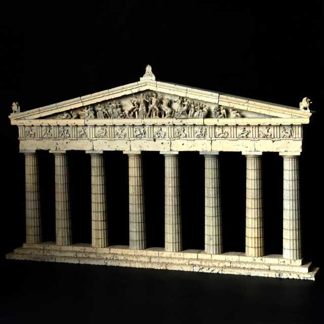 Parthenon West Facade Architectural Model, Doric Column Sculpture, Classical Greece Replica - Hand Painted Limited Edition - image 1