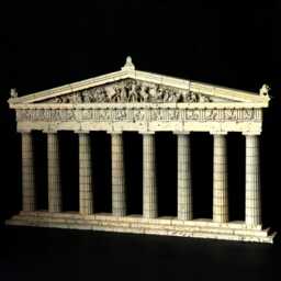 Parthenon West Facade Architectural Model, Doric Column Sculpture, Classical Greece Replica - Hand Painted Limited Edition
