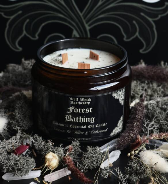 Forest Bathing Candle/Woodland Candle, Vegan Gift, Hedge Witch Crystal Infused - image 1