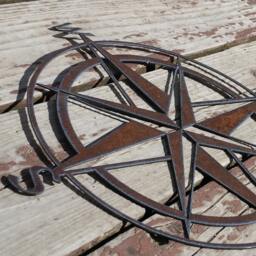 Rustic Nautical Compass Recycled Metal Art 24 Inch - thumbnail 4
