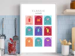 Classic Cocktail List Print - Party Signature Drink Sign Trendy Wall Decor Minimalist Elegant Retro Gift A5 A4 A3 - thumbnail 1