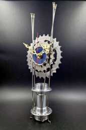 Handmade Steampunk Bicycle Clock Recycled Bike Part Desk Decor - thumbnail 1