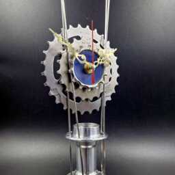 Handmade Steampunk Bicycle Clock Recycled Bike Part Desk Decor - thumbnail 2