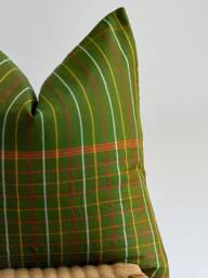 "Handmade Hemp Plaid Pillow Cover Vintage Chiangmai Tribal Decor - 26"" X 26" - thumbnail 1