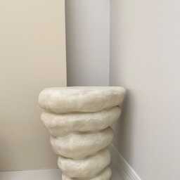 Ceramic Stool - Contemporary Ceramic Lighting Curved Decor Organic Shape- Collectible Design Hand Built Side Table - thumbnail 3