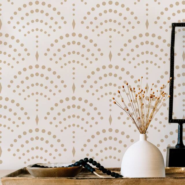 Karasu Japanese Sashiko Wall Stencil, Floral Pattern Stencil For Walls, Japandi Home Decor - image 1