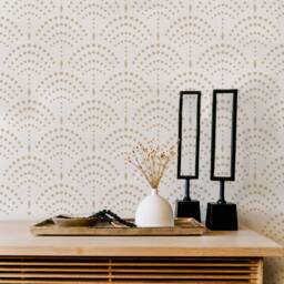 Karasu Japanese Sashiko Wall Stencil, Floral Pattern Stencil For Walls, Japandi Home Decor - thumbnail 3