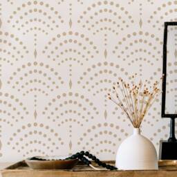 Karasu Japanese Sashiko Wall Stencil, Floral Pattern Stencil For Walls, Japandi Home Decor - thumbnail 1