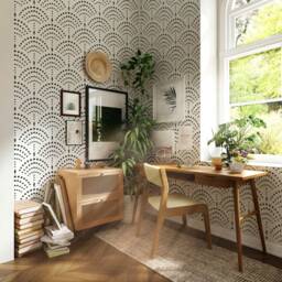Karasu Japanese Sashiko Wall Stencil, Floral Pattern Stencil For Walls, Japandi Home Decor - thumbnail 2