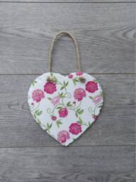 Peony Pink Flower Heart Slate Plaque Wall Hanging White Decoration Large 20cm, Christmas Gifts